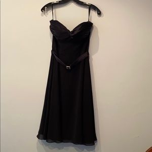 Strapless black cocktail dress